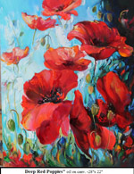 Deep Red Poppies, Oil on Canvas